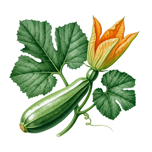 Courgette Verte Non Coureuse des Maraîchers ab - Plant — aquarelle botanique