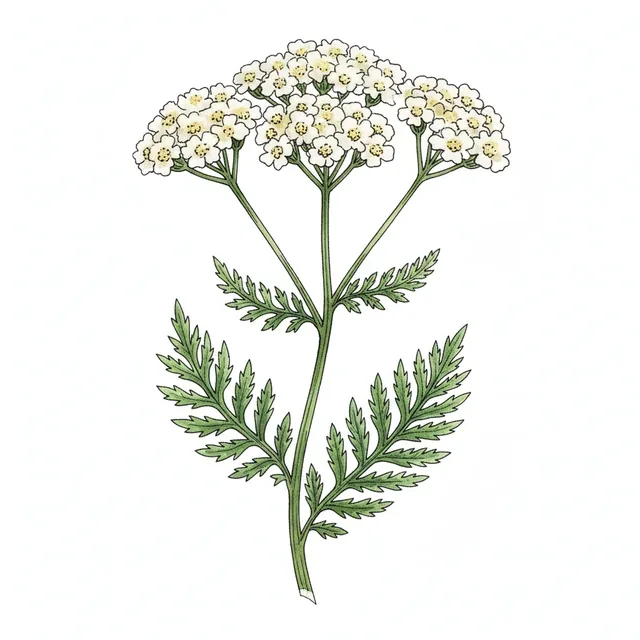 Achillée Millefeuille, illustration botanique