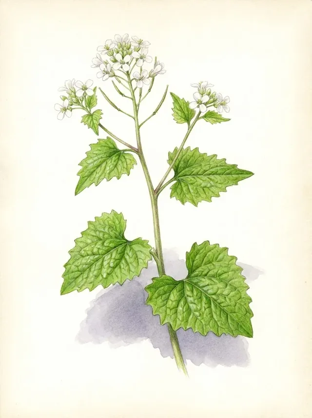 Alliaire Officinale, illustration botanique