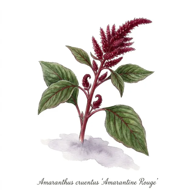 Amarantine Rouge, illustration botanique