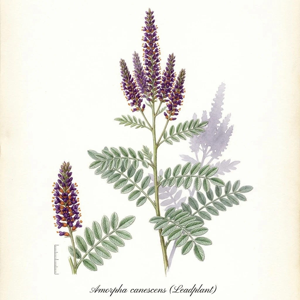 Amorpha canescens , aquarelle botanique