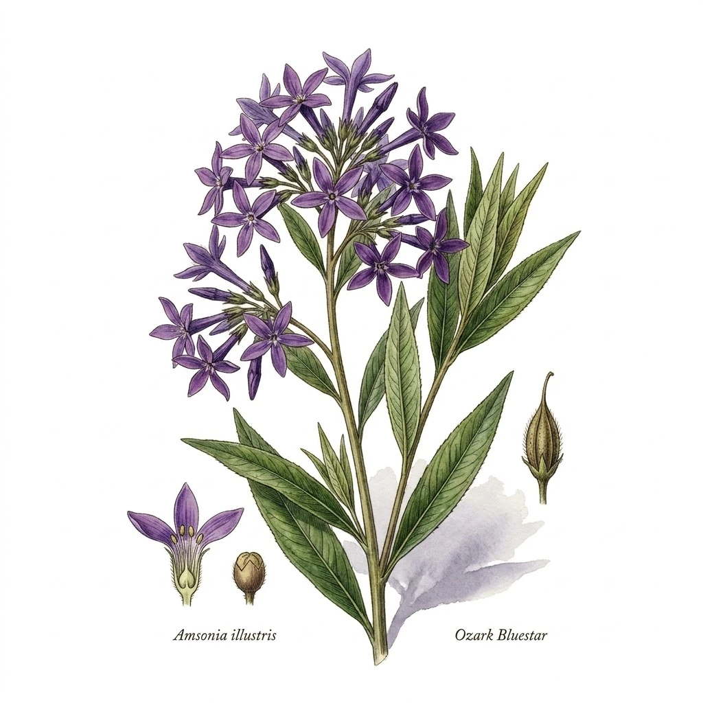 Amsonia illustris , aquarelle botanique