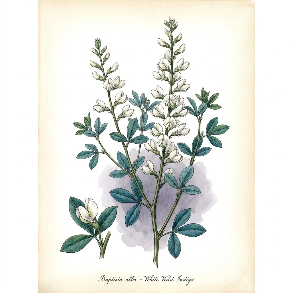 Baptisia alba , aquarelle botanique
