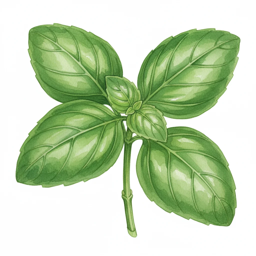 Aquarelle Basilic Grand Vert