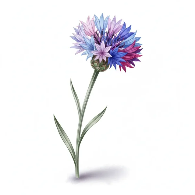 Bleuet en mélange, illustration botanique