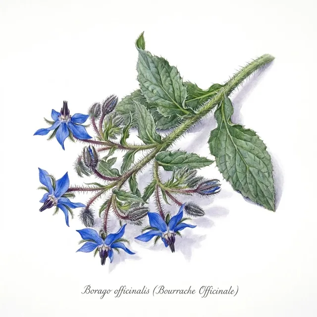 Bourrache Officinale ab - Plant, illustration botanique