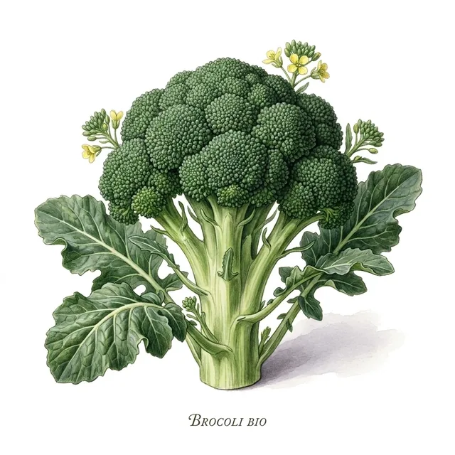 Brocoli Bio, illustration botanique