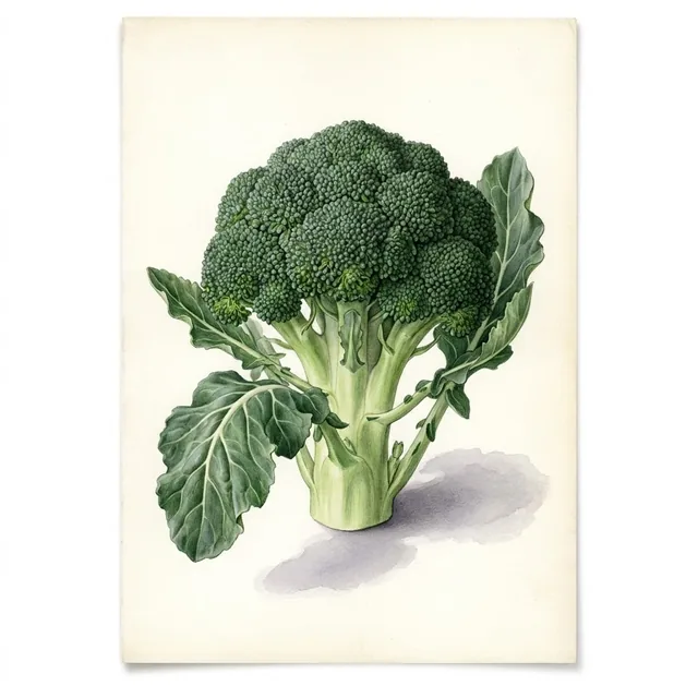 Brocolis Calabrais Bio, illustration botanique
