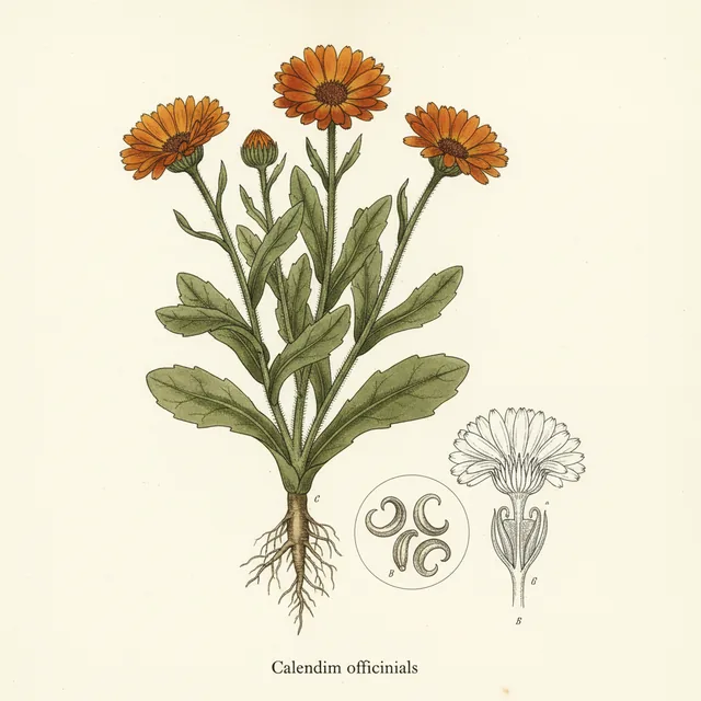 Calendula, illustration botanique