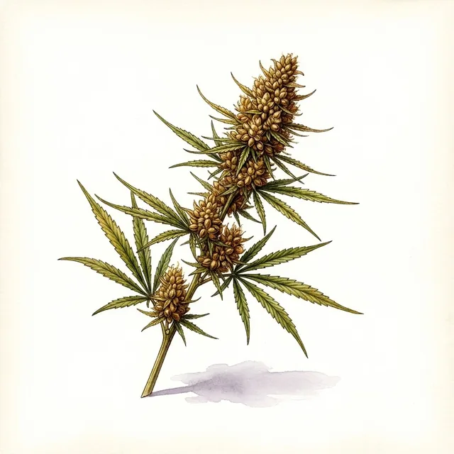 Cannabis Tiborszallasi, illustration botanique