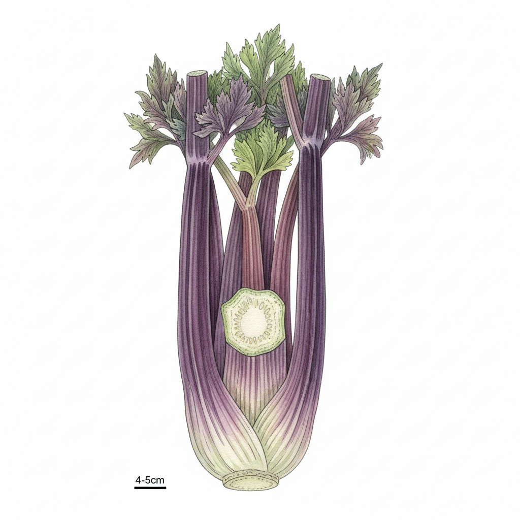 Aquarelle Celeri A Cotes Violet De Tours