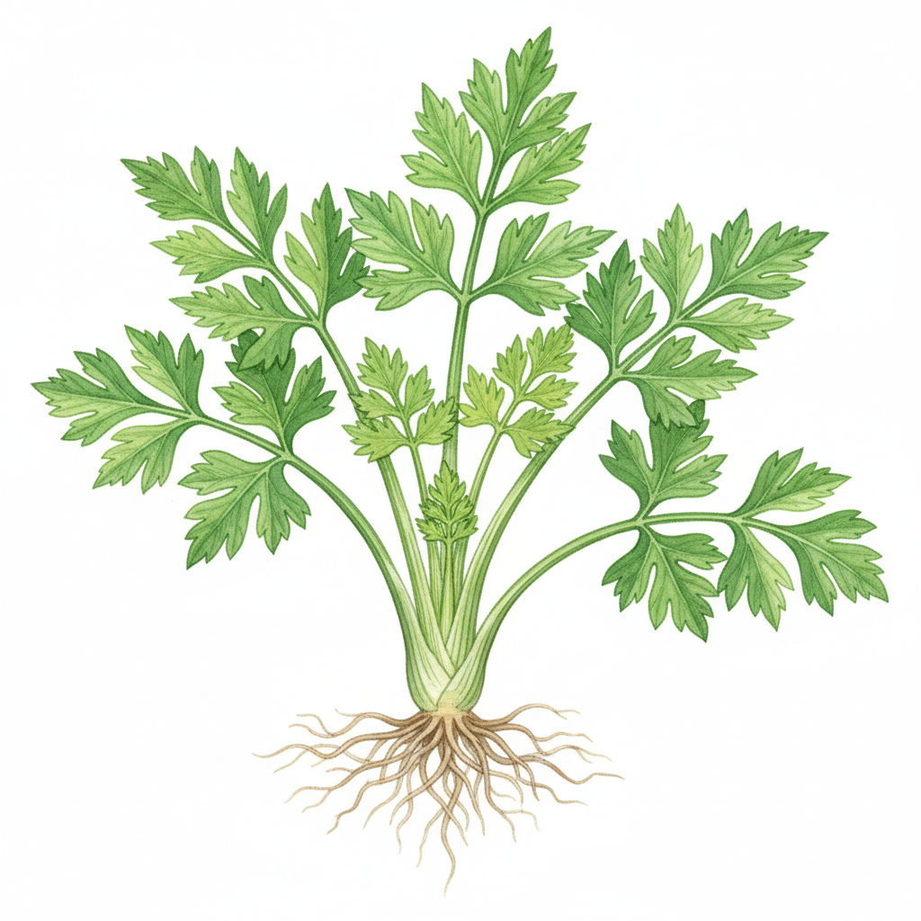 Céleri à couper Pipe creuse de Malines — aquarelle botanique