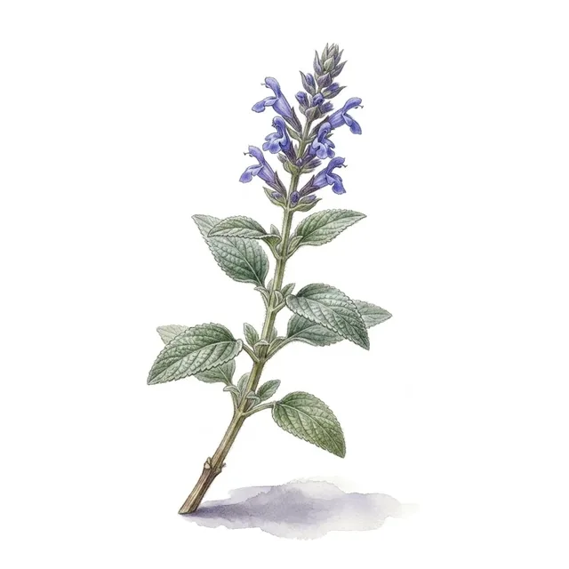 Chia ou sauge mexicaine, illustration botanique