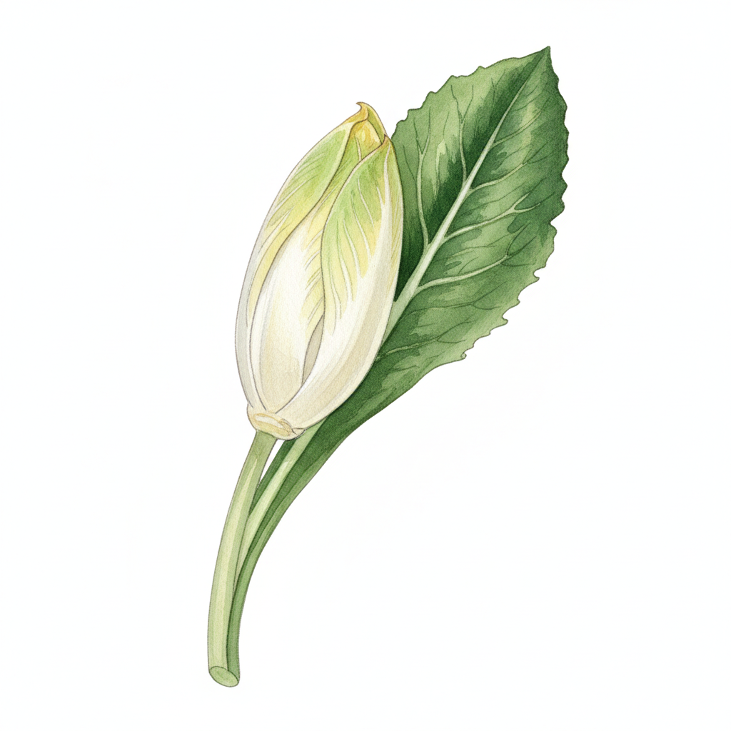 Chicorée de Bruxelles Witloof — aquarelle botanique