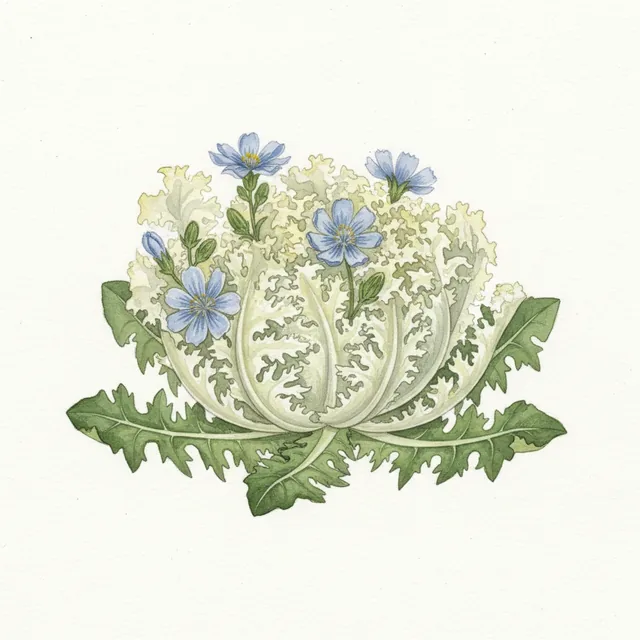 Chicoree Frisee Wallonne, illustration botanique