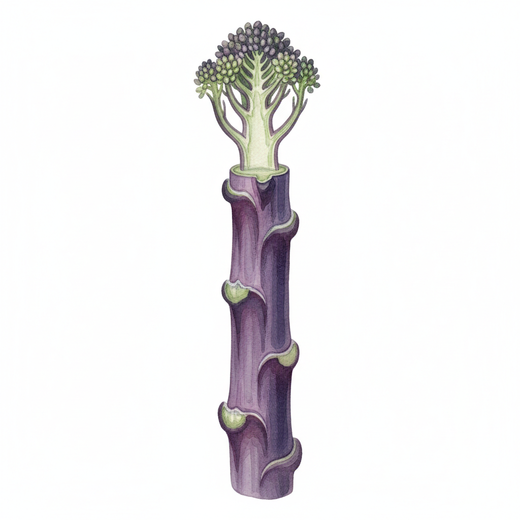 Chou Brocoli à jets violets — aquarelle botanique