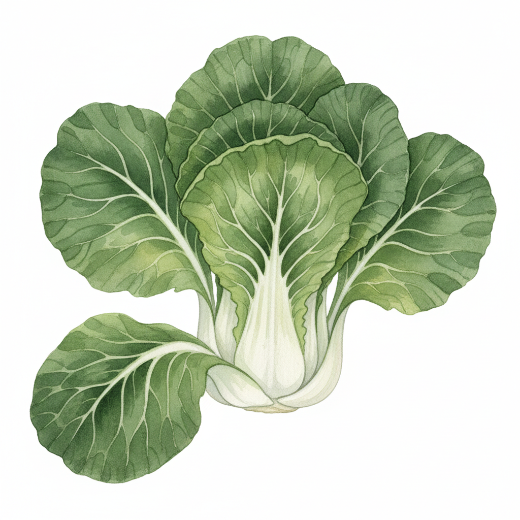 Chou de Chine Pak Choï Taï Saï — aquarelle botanique