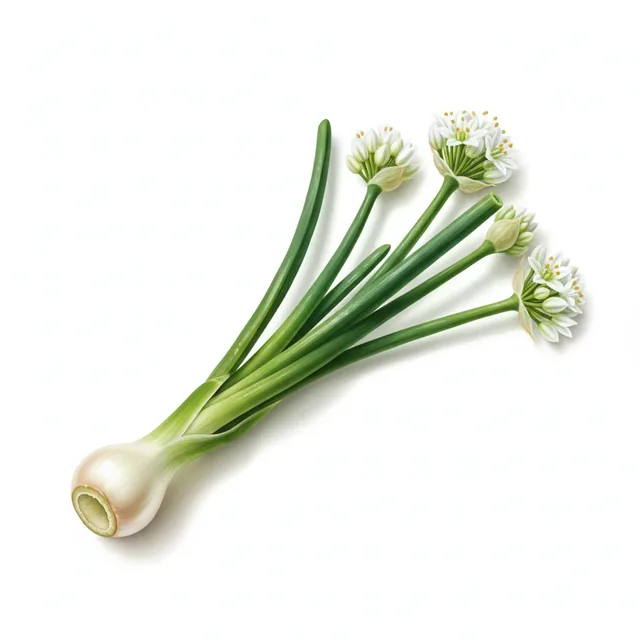 Ciboule Blanche, illustration botanique
