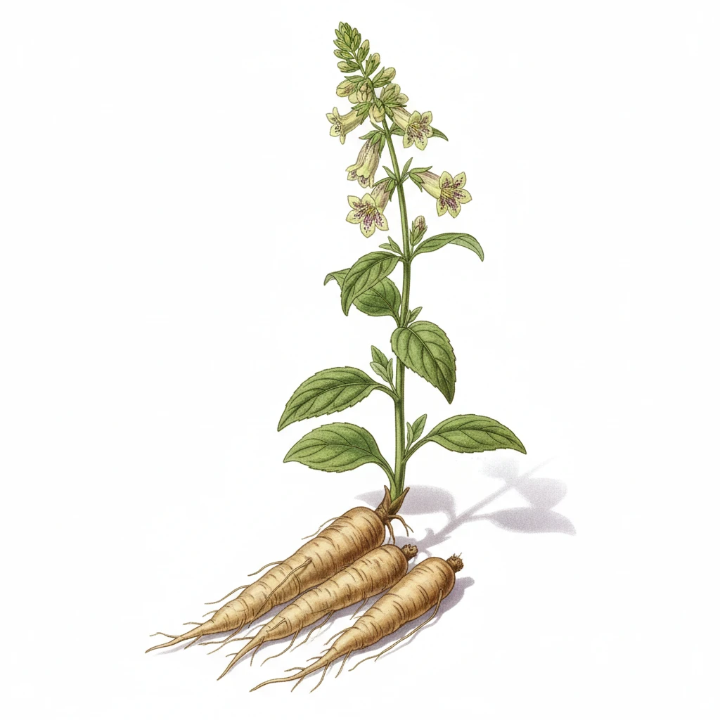 Codonopsis pilosula , aquarelle botanique