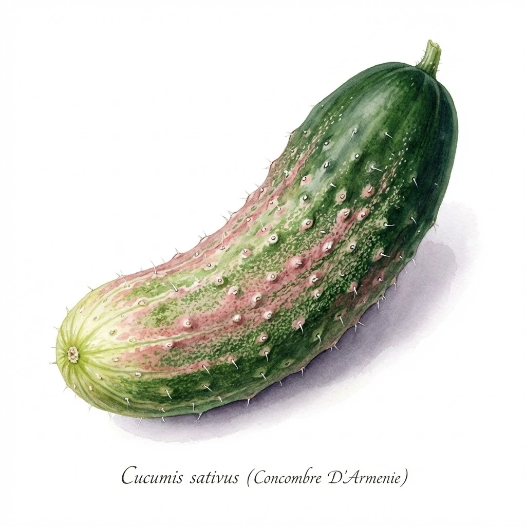 Concombre d'Arménie , aquarelle botanique