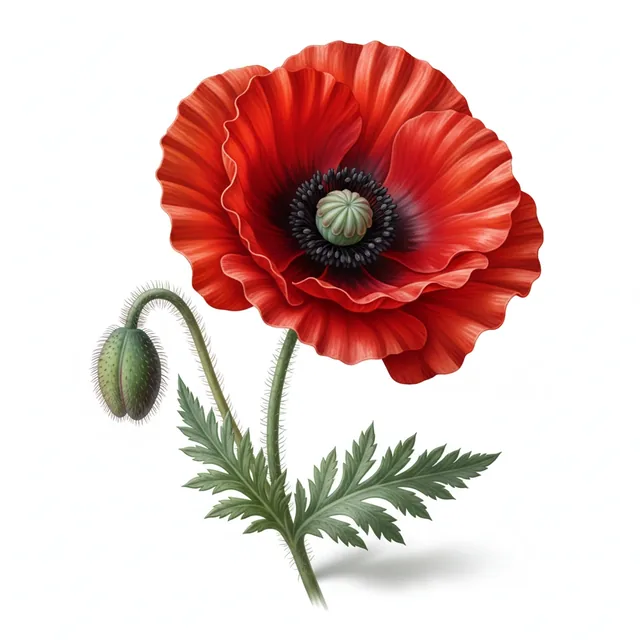 COQUELICOT PIERROT ou COCCINELLE, illustration botanique
