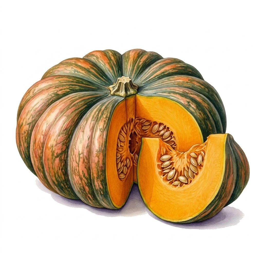 Courge musquée d'Hiver de Provence , aquarelle botanique