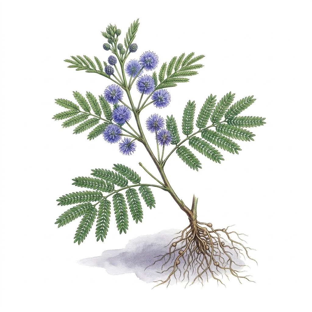 Desmanthus illinoensis , aquarelle botanique