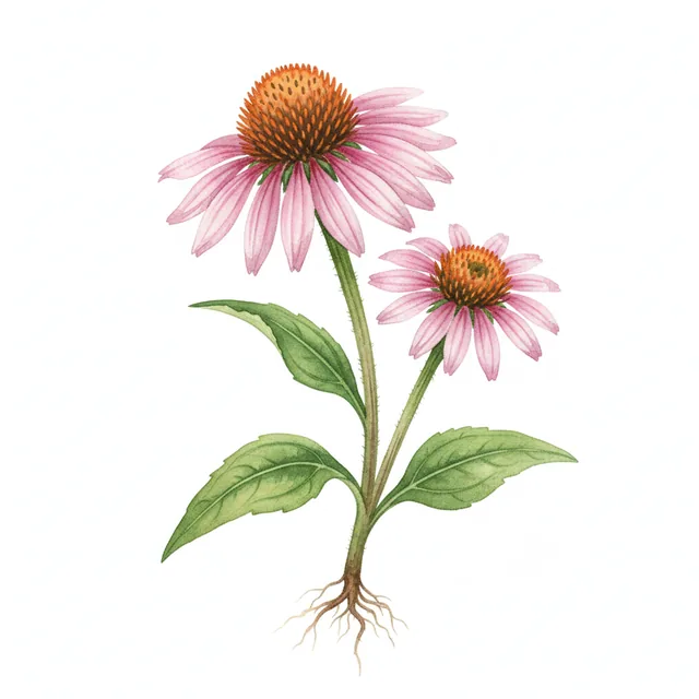 Échinacée, illustration botanique