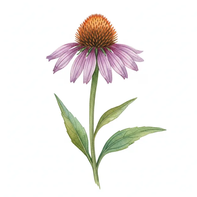 Echinacée Purpurea - Plant, illustration botanique