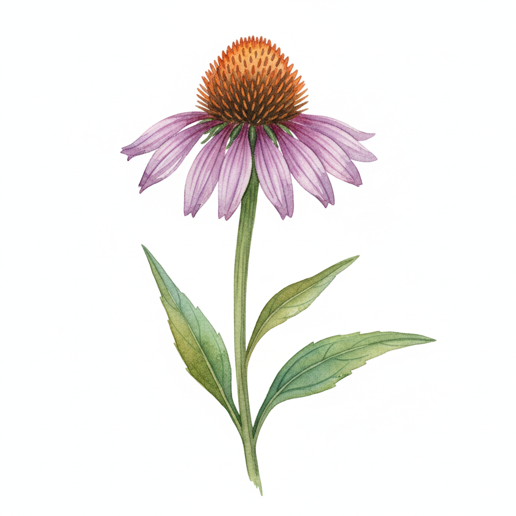 Echinacée Purpurea - Plant — aquarelle botanique