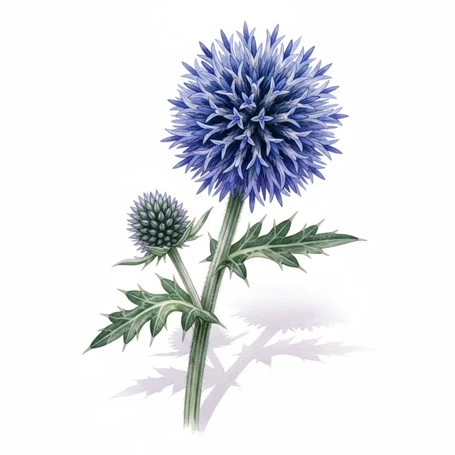 Echinops Ritro, illustration botanique