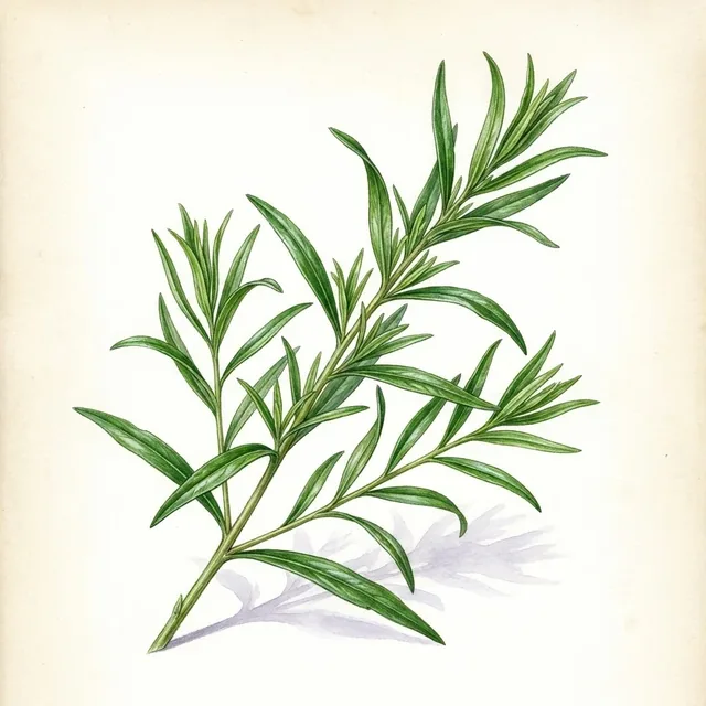 Estragon de Russie, illustration botanique