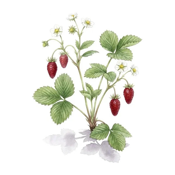 Aquarelle botanique du fraisier Alexandrie