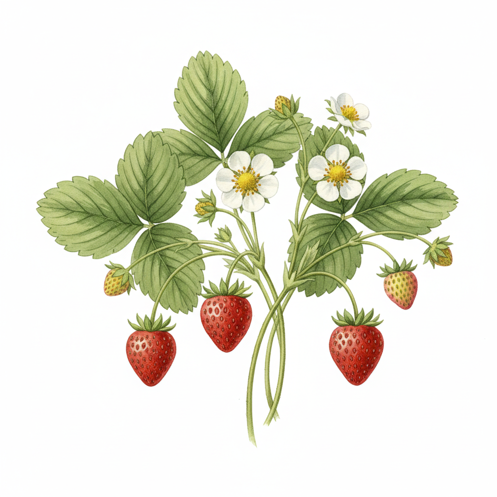 Fraisier Anaïs ab - Motte — aquarelle botanique