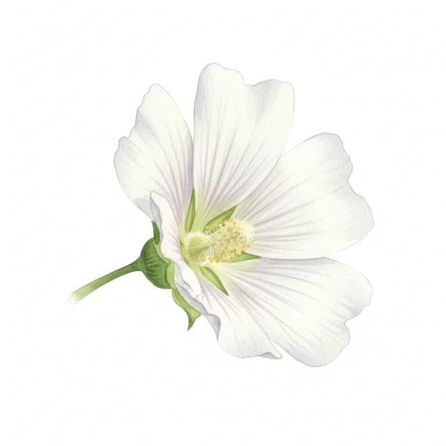 Guimauve Officinale, illustration botanique