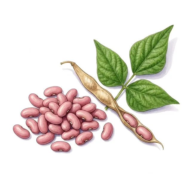 Haricot à rames Coco rose de la Meuse, illustration botanique