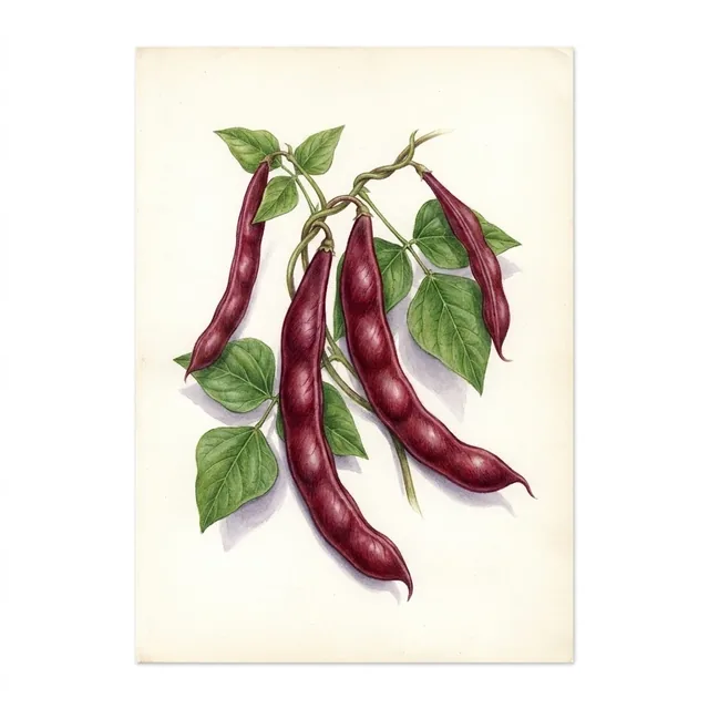Haricot Azuki Rouge nt, illustration botanique