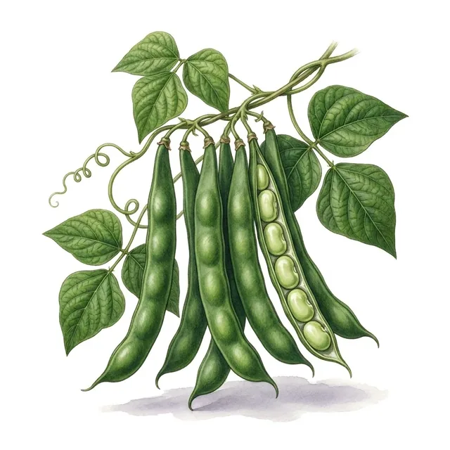 Haricot beurre Dior, illustration botanique