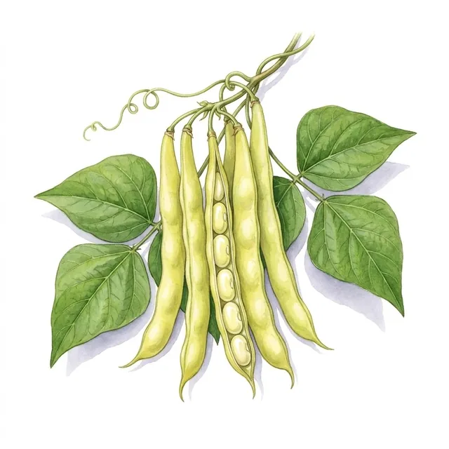 Haricot beurre Helios, illustration botanique