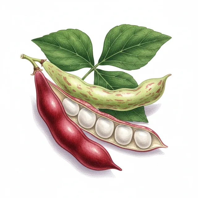 Haricot Demi Nain A Ecosser Coco De Belle Ile, illustration botanique