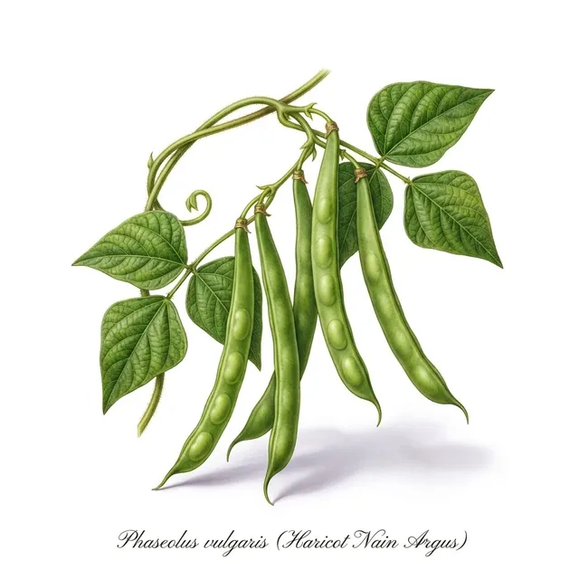 Haricot Nain Argus, illustration botanique