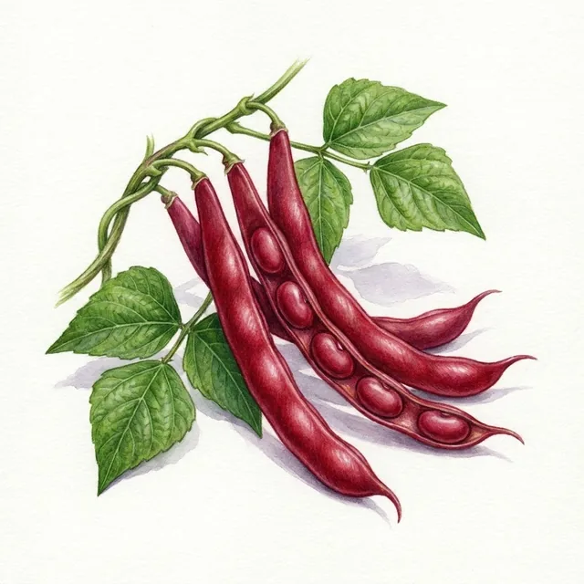 Haricot Nain Canadian Wonder A Ecosser, illustration botanique