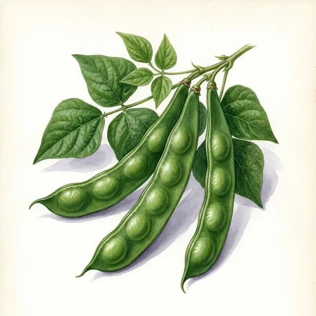 Haricot Nain Coco Blanc Precoce A Ecosser, illustration botanique