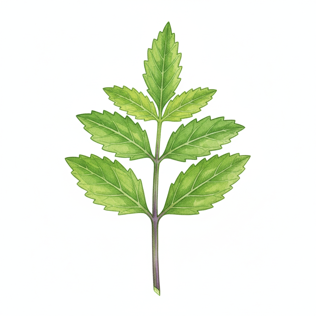 Aquarelle Huacatay ou Menthe Noire Peruvienne