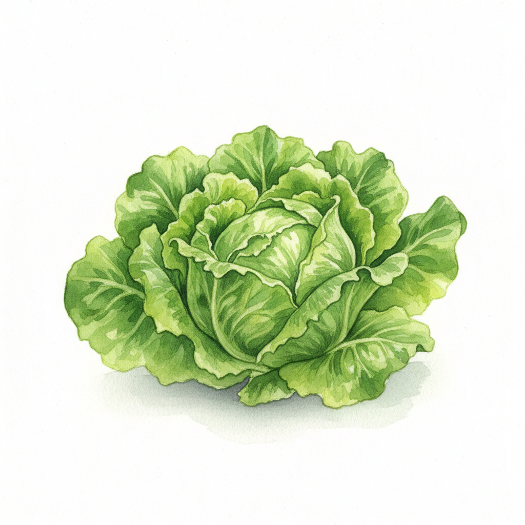 Aquarelle Laitue Batavia la Brillante