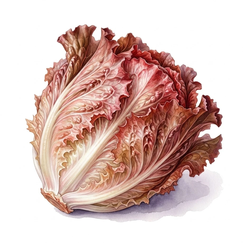 Laitue pommée d'hiver Passion brune , aquarelle botanique