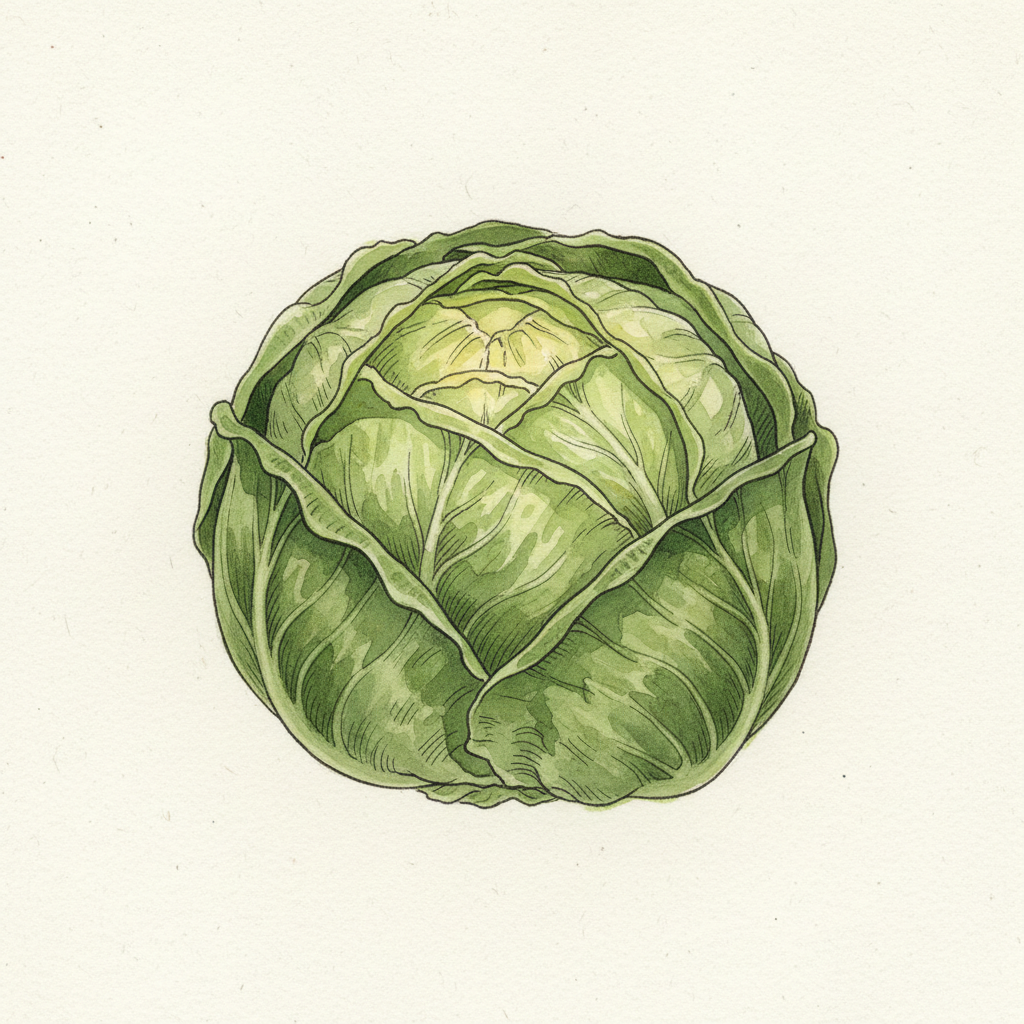 Laitue pommée  d'hiver Rougette de Montpellier , aquarelle botanique
