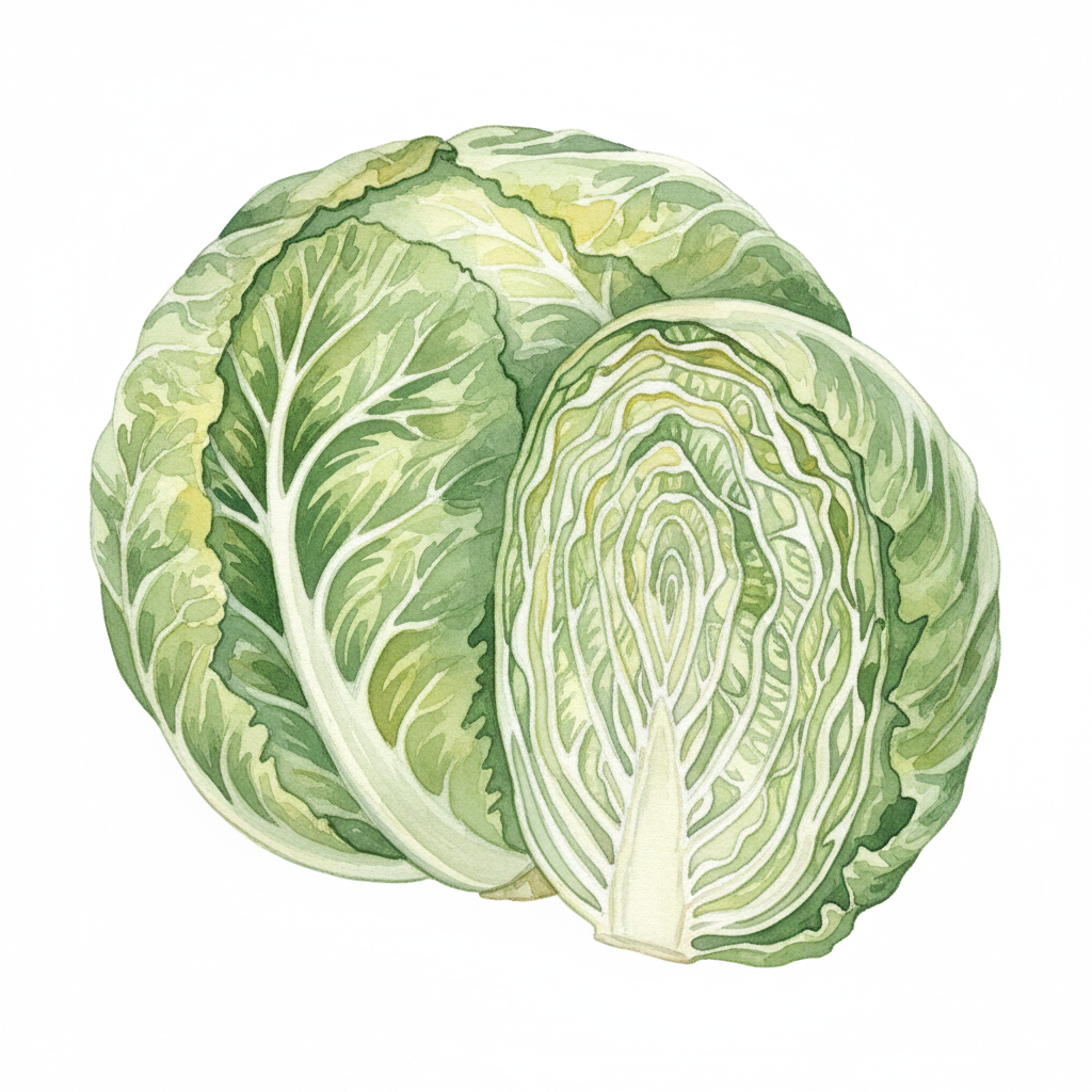 Aquarelle Laitue Pommee Gotte A Graine Blanche