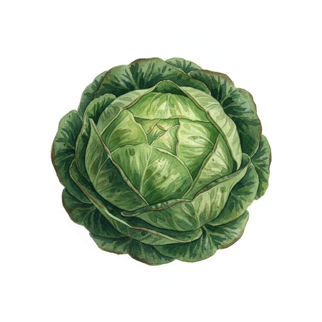 Aquarelle Laitue Pommee Gotte A Graine Noire