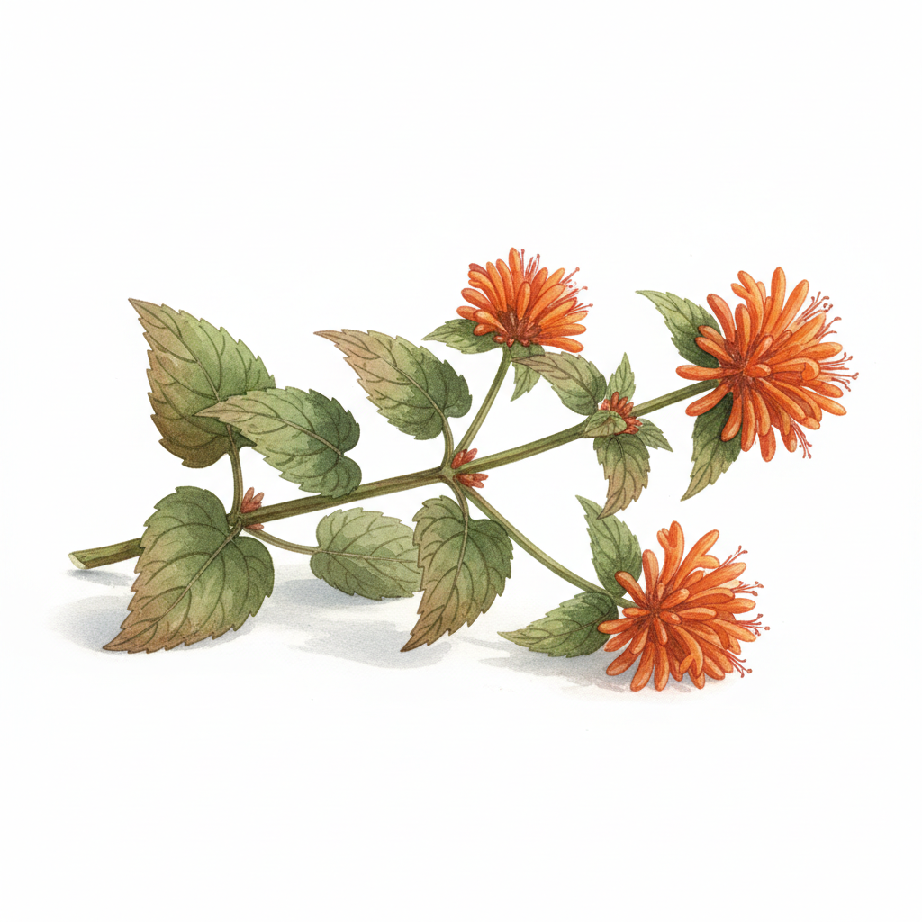 Leonotis nepetifolia sp. nepetifolia , aquarelle botanique